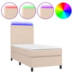 vidaXL Sommier à lattes de lit avec matelas et LED Cappuccino 90x190cm