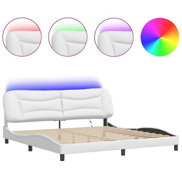 vidaXL Cadre de lit avec LED sans matelas blanc 200x200 cm