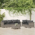 vidaXL Salon de jardin 6 Pièces avec coussins Gris Résine tressée