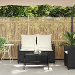 vidaXL Canapé de jardin 2 places coussins et table noir résine tressée