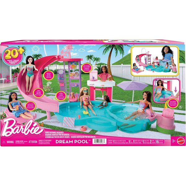 Mattel JFP01 - Barbie - Coffret piscine de rêve avec 6 espaces de jeu
