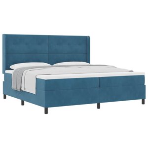vidaXL Lit à ressorts avec matelas Bleu 100 x 200 cm Velours