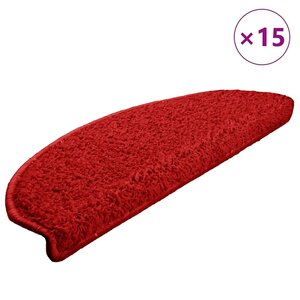 vidaXL Tapis d'escalier 15 pièces 65 x 21 x 4 cm Rouge Demi-rond Grand