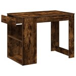 vidaXL Bureau avec tiroir et étagère chêne fumé bois d'ingénierie