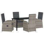 vidaXL Ensemble de salle à manger de jardin de 5 pièces avec coussins gris en rattan synthétique