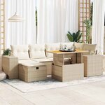 vidaXL Salon de jardin avec coussins 8 Pièces beige résine tressée acacia
