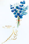 69-3148 Carte Courage On pense à toi pour Homme Femme Bouquet de Feuilles Eucalyptus Peinture Aquarelle -Finitions Dorure Or Doré + Gaufrage en Relief +1 Enveloppe Format 12x17cm -Fabriqué en Europe