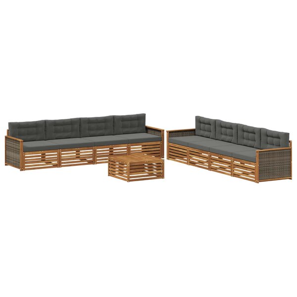 vidaXL Ensemble de canapés d'extérieur 9 pc Naturel et Anthracite