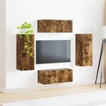 vidaXL Ensemble de meuble TV mural 4 Pièces Chêne fumé Bois d'ingénierie
