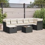 vidaXL Salon de jardin 8 Pièces avec coussins noir résine tressée