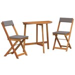 vidaXL Ensemble bistrot 3 Pièces Marron Bois d'acacia massif