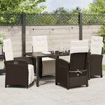 vidaXL Ensemble de salle à manger de jardin 5 pièces avec coussins en poly rattan marron