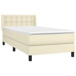vidaXL Sommier à lattes de lit avec matelas Crème 90x200 cm Similicuir