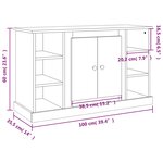 vidaXL Buffet Gris béton 100x35 5x60 cm Bois d'ingénierie