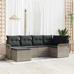vidaXL Ensemble de canapé de jardin 6 Pièces Gris clair Poly rotin