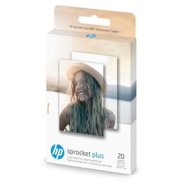 Hp sprocket plus zink photo paper 5 8 x 8 7 cm 20 sheet