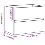 vidaXL Meuble Sous Lavabo avec tiroir Chêne noir 60 x 38.5 x 45 cm