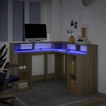 vidaXL Bureau avec lumières LED chêne sonoma bois d'ingénierie
