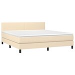 vidaXL Sommier à lattes de lit avec matelas LED Crème 160x200 cm Tissu