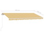 vidaXL Auvent manuel rétractable avec LED 450x350 cm Jaune et blanc
