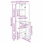 vidaXL Haut Armoire Chêne noir 34 5 x 34 x 180 cm Bois d'ingénierie