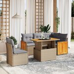 vidaXL Salon de jardin avec coussins 6 Pièces beige résine tressée