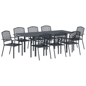 vidaXL Ensemble de salle à manger pour jardin 9 Pièces Anthracite Acier