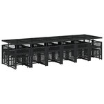 vidaXL Ensemble à manger de jardin 17 Pièces coussins noir résine tressée