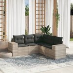 vidaXL Salon de jardin 5 Pièces avec coussins gris clair résine tressée