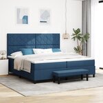 vidaXL Lit à ressort avec matelas et banc bleu 200x200 cm en tissu