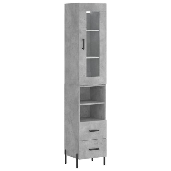 vidaXL Buffet haut Gris béton 34 5x34x180 cm Bois d'ingénierie