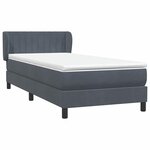 vidaXL Sommier à lattes de lit et matelas gris foncé 90x220 cm velours