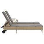 vidaXL Chaises longues avec coussins lot de 2 beige résine tressée