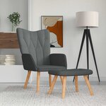 vidaXL Chaise de relaxation avec tabouret Gris foncé Tissu