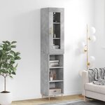 vidaXL Buffet haut Gris béton 34 5x34x180 cm Bois d'ingénierie