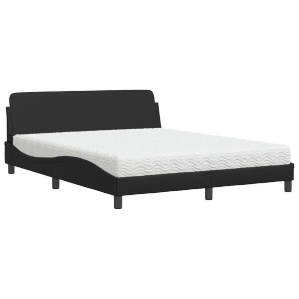 vidaXL Lit avec matelas noir 160x200 cm similicuir