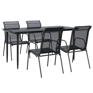 vidaXL Ensemble à manger de jardin 5 Pièces noir textilène et acier