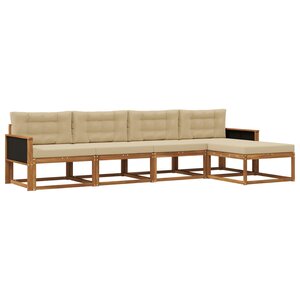 vidaXL Ensemble de canapés d'extérieur 5 pc Naturel et Beige