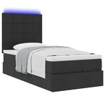 vidaXL Cadre de lit ottoman avec matelas noir 90x200 cm tissu