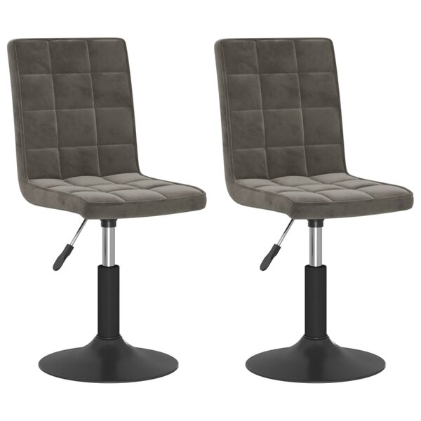 vidaXL Chaises pivotantes à manger lot de 2 gris foncé velours