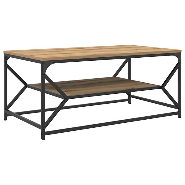 Table basse vidaXL avec étagère en chêne artisan  90x50x40 cm  en bois d'ingénierie