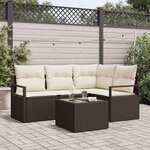 vidaXL Ensemble de canapé de jardin 5 Pièces Marron Poly rotin