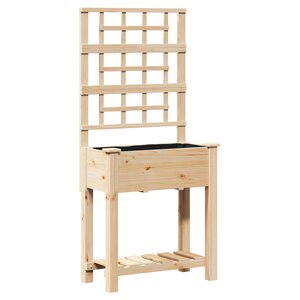 Jardinière avec treillis et étagère vidaXL 71x37x152 cm en bois massif de sapin