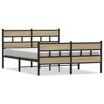 vidaXL Cadre de lit en métal sans matelas chêne sonoma 140x190 cm