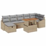 vidaXL Ensemble de canapé de jardin 8 Pièces Beige polyrotin