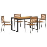 Ensemble de Salle à Manger de Jardin vidaXL 5 Pièces Gris Poly Rattan Acacia