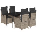 vidaXL Ensemble à manger de jardin 5 Pièces coussins gris résine tressée