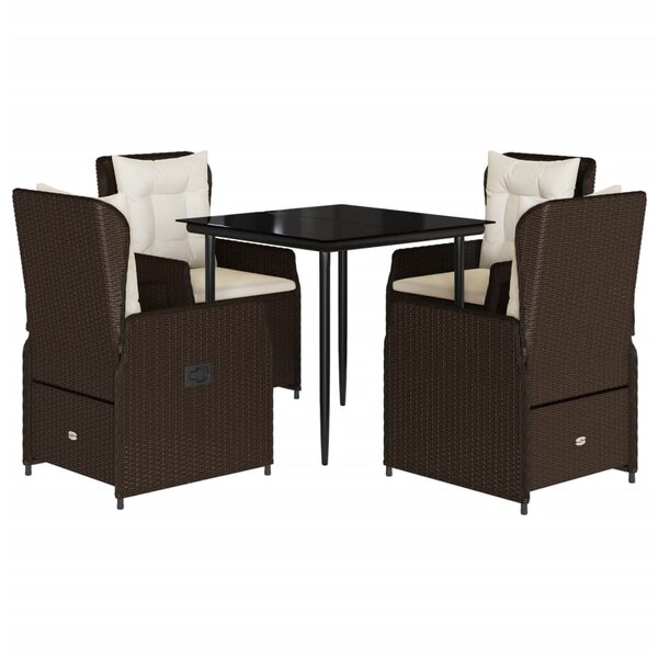 vidaXL Ensemble à manger de jardin 5 Pièces et coussins marron poly rotin