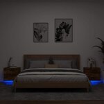 vidaXL Tables de chevet murales avec lumières LED 2 Pièces chêne fumé