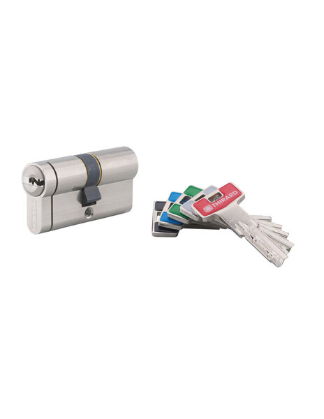 THIRARD - Cylindre de serrure double entrée T2  40x40mm  nickel  anti-arrachement  anti-perçage  5 clés SANS Fonction urgence